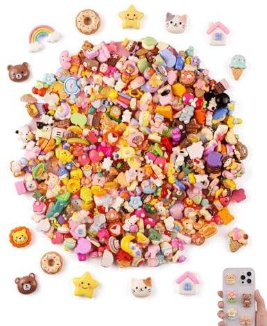 KAHZOR 60 Piezas Mini Charms de Resina, Set Kawaii con Base Plana, Adornos Lindos con Diseños Aleatorios para DIY Manualidades, Decoración de Uñas, Accesorios para Slime, Fundas de Móvil y Más