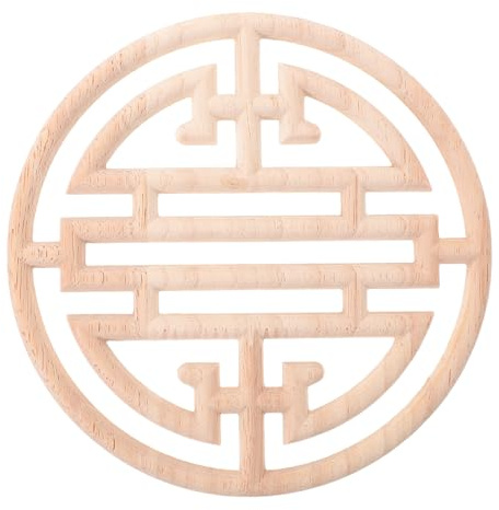 CIMAXIC Decorazione murale in legno traforato: ornamento cinese portafortuna - targa decorativa circolare in legno da parete - applicazioni da appendere fai-da-te dipingibili per casa o ufficio