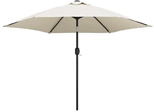 Mokuyary Parasol avec LED et Mât en Acier 300 cm Anthracite Jardin | extérieur Protection Solaire pour Terrasse, Piscine, Plage, Restaurants, Balcon