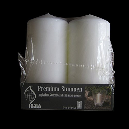 4 Premium Qualität Weiß Stumpenkerzen 70/150 mm 65 Stunden Brenndauer