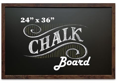 Loddie Doddie Magnetic Chalkboard & Magnet Board - 24 x 36 in, Rustic Wood Frame - Stain-Resistant Surface for Chalk Calendar - Photo & Note Organization with Magnet Display - Rustic Wall Decor
