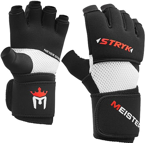 Meister inre strykjärnshandskar med /EliteGel för boxning och MMA – byt ut handomslag eller slående träning – svart – medium/stor