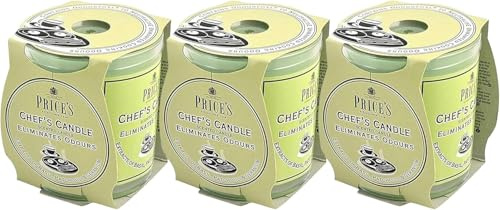 Price's Candles Set of 3 Chef's Jar Candles Odour Eliminating Long Burning Glass Jar Candles for Kitchen Home Fragrance and Cooking Odour Freshness