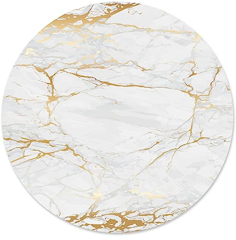 younikat Mauspad Marmor-Optik I Ø 22 cm rund I Mousepad in Gold weiß grau I Standard-Größe, rutschfest I schlicht modern I Stein-Optik Granit I dv611