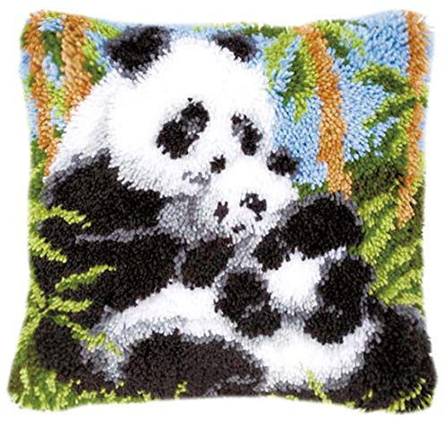 ROCKY&CHAO Kit Tapis au Point noué its de Crochet de Verrouillage for Adultes Débutants Bricolage Cadeaux faits à la main Point de croix Kit créatif 43cm x 43cm(Panda)