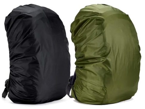 Yogopro Funda Impermeable para Mochila,2 Pcs Cubre Mochila Lluvia,30~65L Cubierta de Bolsa Bolso Protector de Lluvia para Camping Senderismo Excursionismo, 40L-50L (Negro y Verde)