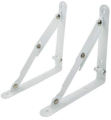 Bitray Stabile faltbare Regalhalterungen, 2 Stück, robuste Metalldreiecke, Tischbank, zusammenklappbare Regalhalterung, klappbares Regalscharnier, Wandmontage, DIY-Halterung (15,2 cm, schwarz)