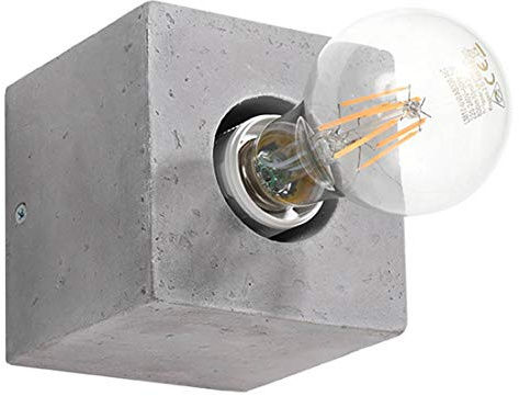 SOLLUX Wandleuchte ABEL Beton – Wandlampe Innen L: 10, B: 10, H: 10, Fassung E27, dimmbar – Ideal für Flur und Wohnzimmer