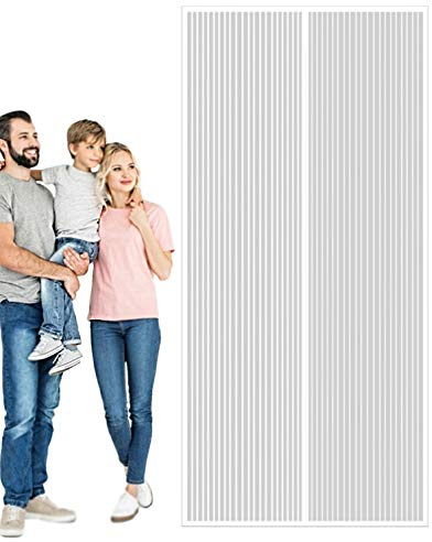 GOUER Magnetic Fly Insect Screen Door, 180x240cm Mosquito Bug Protection Heavy Duty Mesh Curtain with Magic Tape, for Kitchen/Bedroom/Air Conditioner Room, White