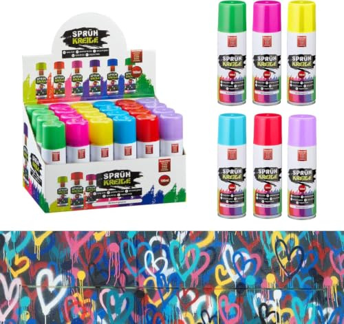 Sprüh-Kreidespray 6 Farben für Kinder & Party, 100ml (Bunt 6 Stück)