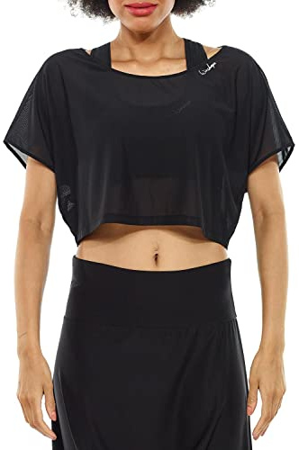 Winshape Damen kurzes, leicht transparentes Mesh-Dance Top DT106, Winshape Dance Style, Freizeit Sport Yoga Workout