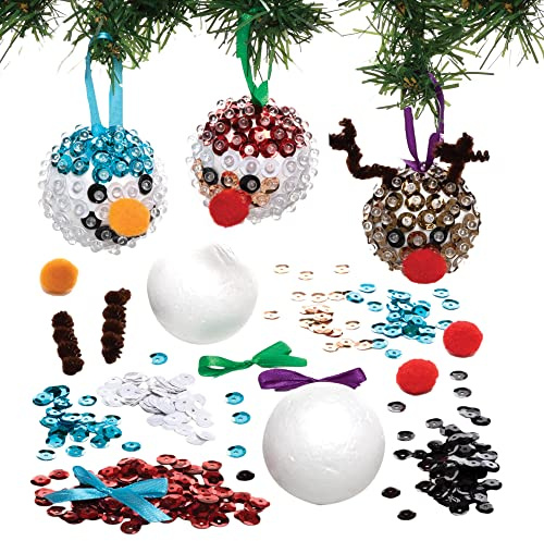 Baker Ross FC101 Boule de Noel pour Enfants a Sequins - Lot de 4, Decoration de Noel pour Sapin, Noel Enfant, Loisirs Creatifs Enfants