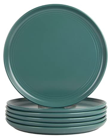 Double Line 10.5 Dinner Plate, Set of 6, Emerald Green