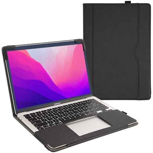 TYTX PU Leder Hülle Kompatibel mit MacBook Air 13,6 Zoll M5 M4 M3 M2 (2026-2022) A3449 A3240 A3113 A2681, Schützende Buchhülle mit weichem Innenfutter für MacBook Air 13, Schwarz