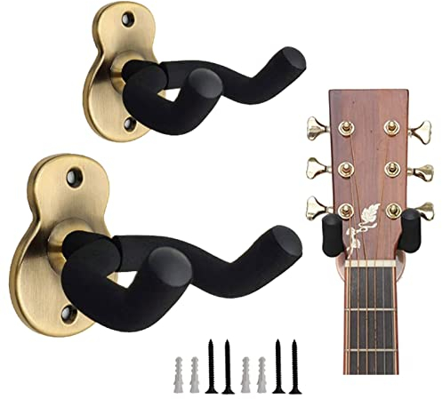 2 Stück Gitarren-Wandhalterung Metall-Gitarrenhalter Rutschfest Gitarrenwandhalter Gitarren-förmiger Hake mit Schwämme Wandaufhänger Hakenhalter für E-Gitarre Bass Gitarre Ukulele Akustikgitarre
