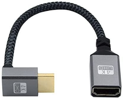 Chenyang Cable de extensión HDMI 1.4 tipo A macho a hembra en ángulo de 90 grados hacia abajo