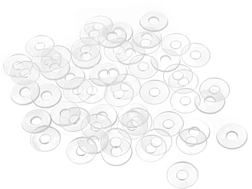 QUARKZMAN M4 13mm-AD Kunststoff Runde flache Unterlegscheibe Dichtung 50Stk | Nylon Runde flache Unterlegscheibe Dichtungsring für Glastürgriff Transparent