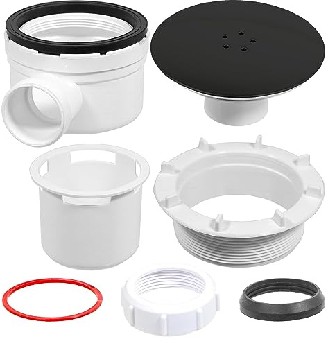 SPARES2GO Trampa de ducha para bandeja de 90 mm, agujero de tapón de drenaje de 1.5 pulgadas, kit de base de cúpula de desagüe (negro)