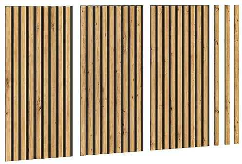 xonox.home Akustikpaneel Silence Wandpaneel Wandverkleidung Lamellenverkleidung Akustikpaneel in Artisan Eiche Nb., ca. 40x80x2 cm 3er Set