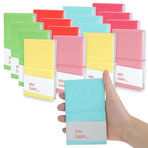 IBEQUEM 16 Stück Notizbuch, Candy Farben Tagebuch Mini Notebook mit Gummiband für Reisen Haus Schule Büro, niedlich dicke glatte kleine Notizblock für Erwachsene Kind Kinder Mädchen schreiben