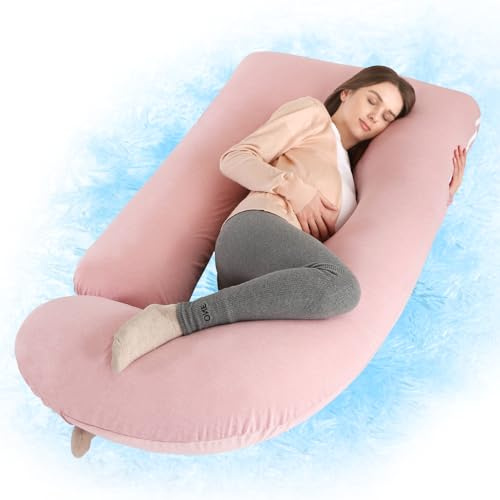 Wndy's Dream 60 inch Pregnancy Pillow with Removable Velvet Cover, Side J Type Full-Body Pillow for Back, Legs and Belly Support, Comfortable Slumber for Pregnant Women