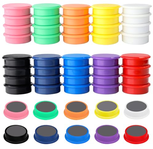ZDZBLX Magnete für Magnettafel, 50 Stück 10 Farben Mini Magnete Stark, Bunte Runde Kühlschrankmagnete, Klein Whiteboard Magnet für Tafel, Kühlschrank, Magnetwand,Pinnwand,Schule, Magneten Starker Halt