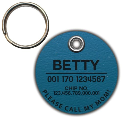 DOG TAG/HUNDEMARKE - aus Biothane - blau (petrol) - v1 - rund - Ø 3,4 cm