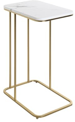 HAKU Beistelltisch Gold marmoroptik MDF Metall Couchtisch klein - Maße: B 45 x H 67 x T 30 cm Style: Art Deco
