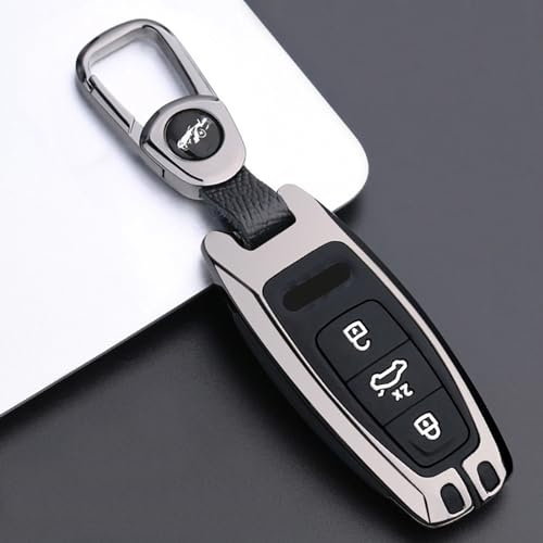 Sucxyor Kompatibel mit Audi Schlüsselhülle A6 A7 A8 S6 S7 Q7 Q8 E-Tron Zinklegierung Autoschlüssel Hülle Kompatibel mit Audi A6L A8L RS6 RS7 SQ7 SQ8 Schlüssel Cover Schutzhülle mit Schlüsselanhänger