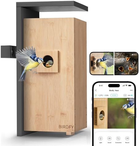 NETVUE by Birdfy Nest Dual-Camera Smart Bird House, Bird Box Camera: Auto-Identify Bird Behavior- Nesting, Hatching, Feeding, Record Videos & Notify