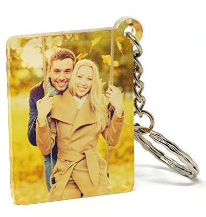 MyPrezzie Schlüsselanhänger Herz personalisiert in Farbe | 4,5 x 5 cm I Personalisierte Geschenke | Jahrestag Geschenk für Ihn & Sie | Partner Geschenke | Schlüsselanhänger mit Foto