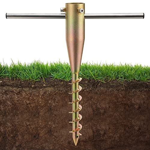 DAKEPOLE Support de parasol en métal, support de parasol/porte-parasol/piquet de sol en métal à visser/support de séchoir rotatif/pied/support de mât pour jardin, pied pour parasols, piquet de sol