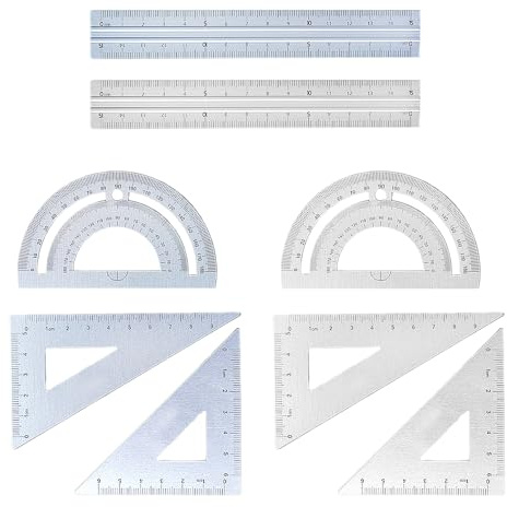 8-teiliges Metalllineal-Set, Zeichenlineal-Set, Lineal, Winkelmesser, Geodreieck, geometrische Zeichenwerkzeuge, geeignet zum Zeichnen, Lernen, Büromaterial