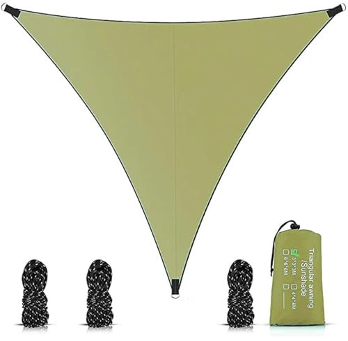 DUNSBY Vela Ombreggiante Vela Parasole Triangolare 4x4x4m, tendalino Impermeabile con Blocco UV tettoia Parasole for Patio Esterno Giardino pergolato Blu per Terrazzo Sabbia(Green,4x4x4m Carabiner)