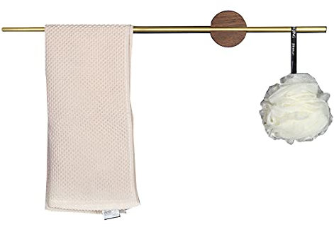 Generisch handtuchständer An der Wand montierter Handtuchhalter aus Messing und schwarzem Walnussholz 16-Zoll-Handtuchtrocknerständer für Badezimmerhandtücher und Waschlappenständer