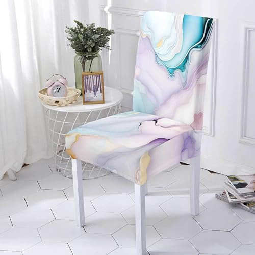 Stuhlhussen Lila Blau Stuhlüberzug Weich Spandex Stuhlhussen Schwingstühle Stuhlbezug Waschbar Stuhl überzug Abnehmbare Stuhlbezüge mit Gummiband Hussen für Stühle Stuhlhussen 6er Set