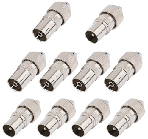 CWPFVQA 10 Connettori per Antenna, Connettori per Cavo Video RF, Connettori per Antenna TV Via Cavo, 5 Connettori per Cavo Coassiale Maschio E 5 Femmina, Adattatore per Cavo Coassiale per Antenna