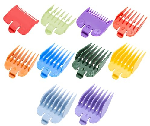 10 Stück Aufschiebekämme für Schermaschine, Haar Clipper Guide Limit Kamm Set, 1.5mm bis 25mm Haarschneider Aufsätze, Haarschneidemaschinen/Trimmer für Friseur Salon Werkzeug