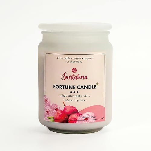 Santalina Duftkerze Lychee & Rose – Glückskerze mit versteckter Botschaft im Wachs | Premium Sojawachs mit Holzdocht (Knistern) | Romantisches Geschenk für Frauen & Freundin | 50 Std. Brenndauer