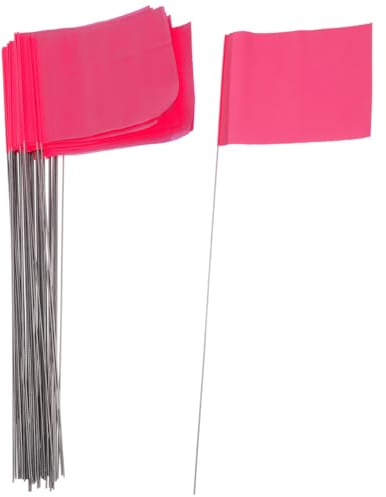 Milisten Lot De 50 Drapeaux De Marquage Rose Pour Jardin ExtéRieur Drapeaux De Balisage De Pelouse RéUtilisables Petits De Jardin Pour Irrigation AméNagement Paysager Et RepéRage