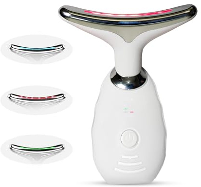 Facial & Neck Massager - 3-in-1 LED Light Therapy & Skin Tightening Device - Anti-Aging Wrinkle Remover & Face Sculptor for Lifting, Toning, and Radiant Glow