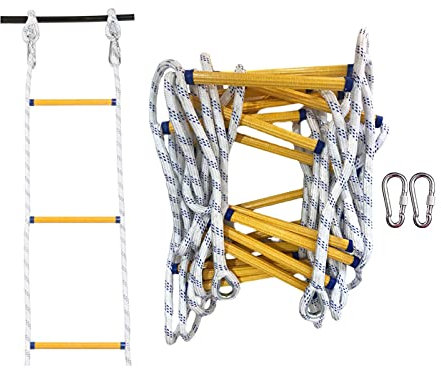 Scala antincendio 18 m Scala portatile in corda per edifici a 2 6 piani Scala di sicurezza facile da usare con ganci Scala di arrampicata in nylon per salvataggio interno/esterno