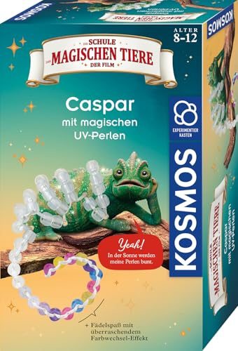 KOSMOS Die Schule der magischen Tiere - Caspar mit magischen UV-Perlen | Bastel-Set aus UV-Perlen mit Farbwechsel-Effekt, Experimente zum Thema UV-Strahlung, Experimentierkasten ab 8 Jahre