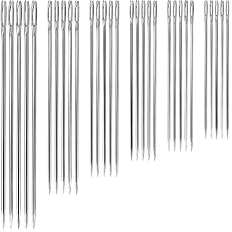 oruola 30pcs Large Eye Sewing Needles,5 Sizes Sewing Needles Large Eye,Sharp Head Big Eyes Hand Darning Needle for Wool,Tapestry Darning Needle in Clear Tube(1.65'' 1.8'' 2'' 2.2'' 2.36'')