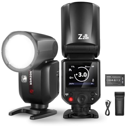 NEEWER Z2PRO-F 2.4G Flash Speedlite TTL a Testa Rotonda Compatibile con Fujifilm, Wireless Compatibile con Godox, 76Ws HSS 1/8000s, Tasto TCM TTL/M, Batteria 7.2V/3000mAh, 600 Flash a Piena Potenza