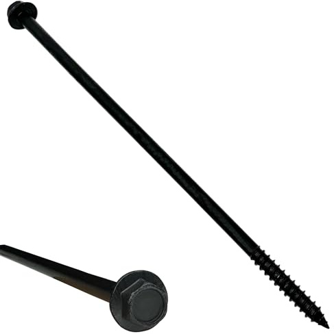 (25) 3/8” X 12” Black Hex Head Lag Wood Screws, Heavy Duty lag Bolts for Timber, Tree Houses, Fences by BRAUNY BOY HARDWARE -Qty 25