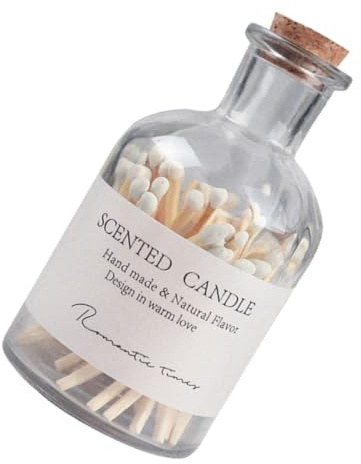 Wooden Matches Bottle with Glass Jar for Candle Lighting White | Wedding Gift, Easy Ignition, Floating Shelf Display, Wood and Glass Bottle, for Aroma Candle Use