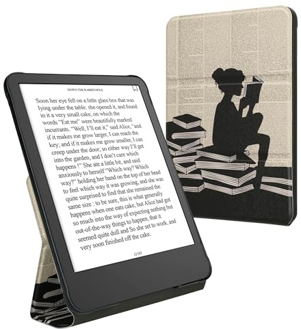 kwmobile Coque Compatible avec Amazon Kindle Paperwhite (2024)/Colorsoft Coque - Étui à Rabat pour Liseuse Électronique eReader en Similicuir - Noir-Beige
