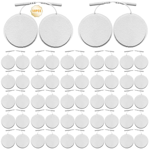 TENS-EMS-Elektrodenpads 50 Stück, 4x4 cm, Nachkaufsatz, wiederverwendbar für EMS-Trainer & Massagegeräte