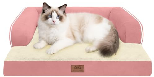 Kleines Hundebett und Katzensofa, wasserdicht, orthopädische Hundebetten für kleine Hunde, Katzenbett, bequeme Haustier-Couch-Sofabetten mit waschbarem, abnehmbarem Bezug und rutschfester Unterseite